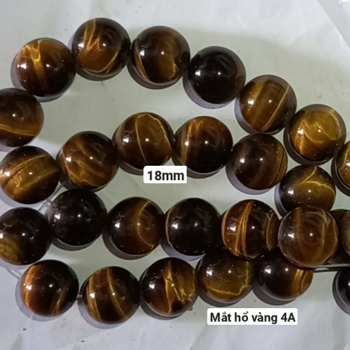 Một hạt đá mắt hổ 8-10-12-14-16-18-20mm vàng nâu 4A