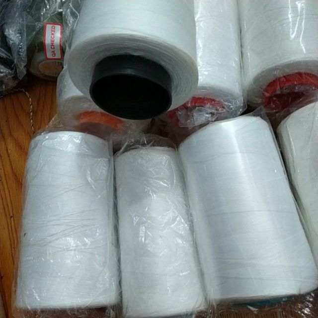 Thanh lý cuộn chỉ cotton trắng & kem 5000m