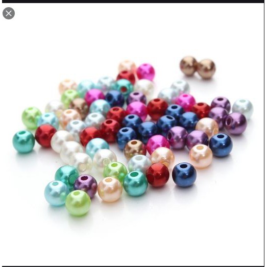 0.1-0.5kg hạt cườm, hạt bẹt, hạt châu nhựa đủ màu nhiều size 4-6-8-10-12mm  có lỗ xỏ