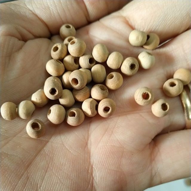 5-25gam hạt gỗ mộc 6mm màu nâu