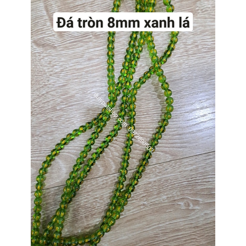 (Giá sĩ) 25-100viên (1dây) lu thống 8x12mm, 10x14mm, 12x16mm, đá tròn 6-8-10 in chú đại bi nhiều màu làm vòng phong thủy