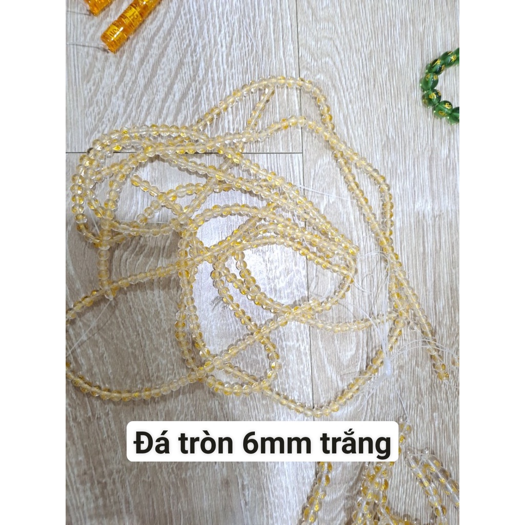 (Giá sĩ) 25-100viên (1dây) lu thống 8x12mm, 10x14mm, 12x16mm, đá tròn 6-8-10 in chú đại bi nhiều màu làm vòng phong thủy