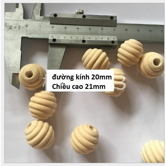 20-100 hat gỗ oval xoắn tròn 20x21mm màu kem làm đồ chơi, trang trí diy handmade