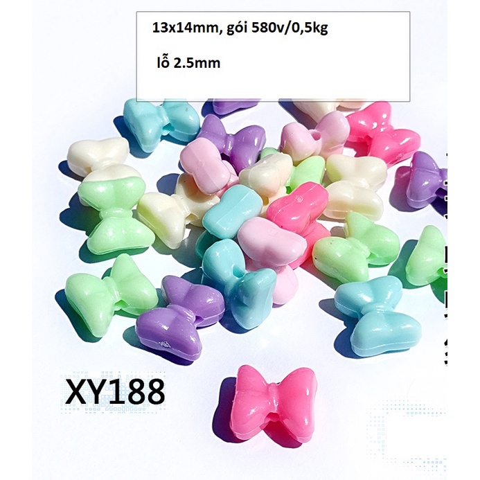 100-500gam hạt nhựa Hình Nơ bướm trang trí vòng hạt, cột tóc,làm đồ chơi, trang trí thủ công handmade....