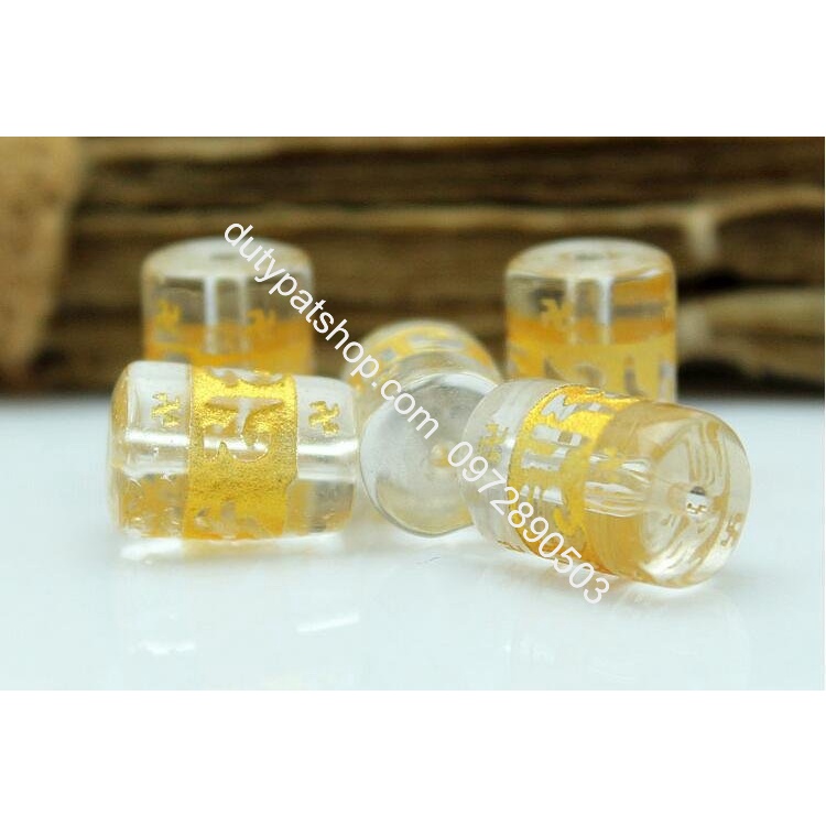 (Giá sĩ) 25-100viên (1dây) lu thống 8x12mm, 10x14mm, 12x16mm, đá tròn 6-8-10 in chú đại bi nhiều màu làm vòng phong thủy