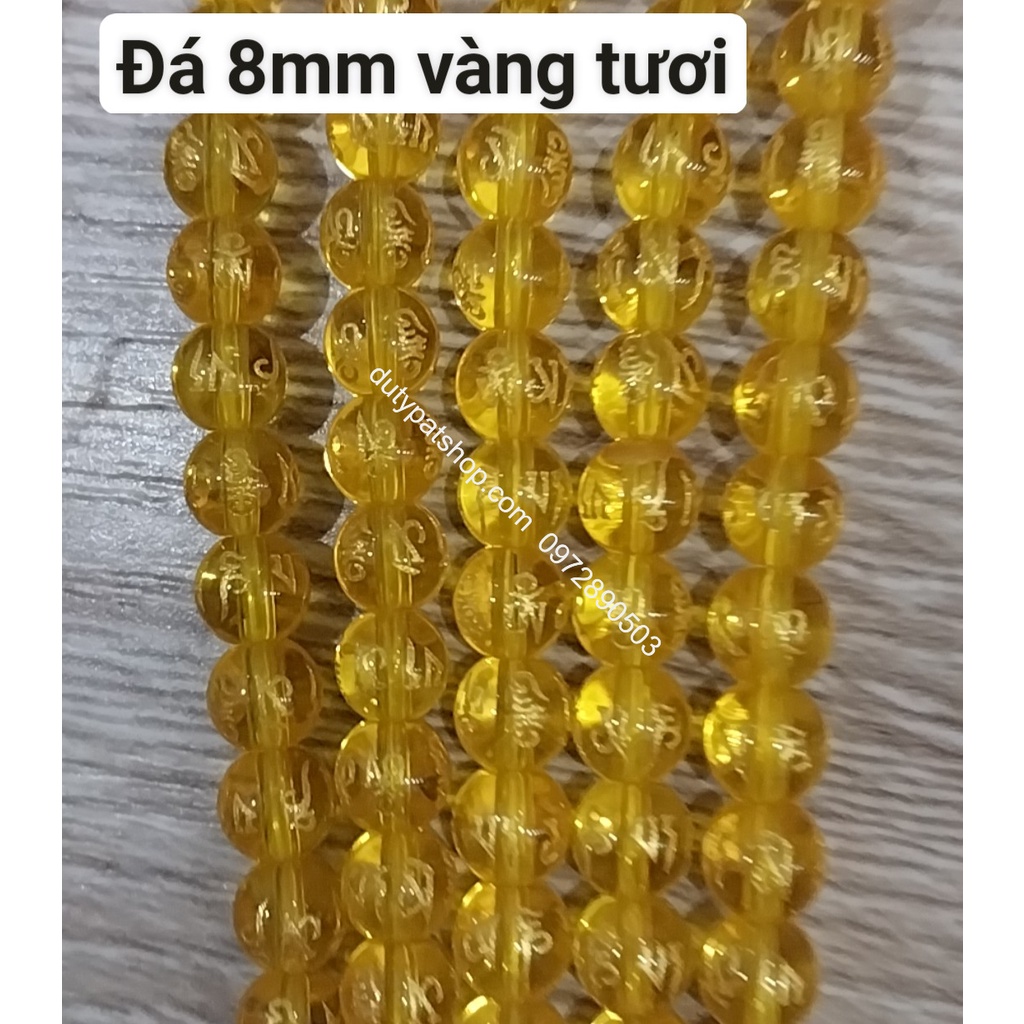 (Giá sĩ) 25-100viên (1dây) lu thống 8x12mm, 10x14mm, 12x16mm, đá tròn 6-8-10 in chú đại bi nhiều màu làm vòng phong thủy