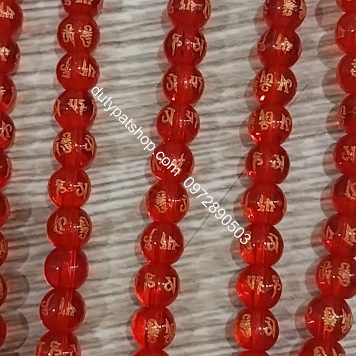 (Giá sĩ) 25-100viên (1dây) lu thống 8x12mm, 10x14mm, 12x16mm, đá tròn 6-8-10 in chú đại bi nhiều màu làm vòng phong thủy