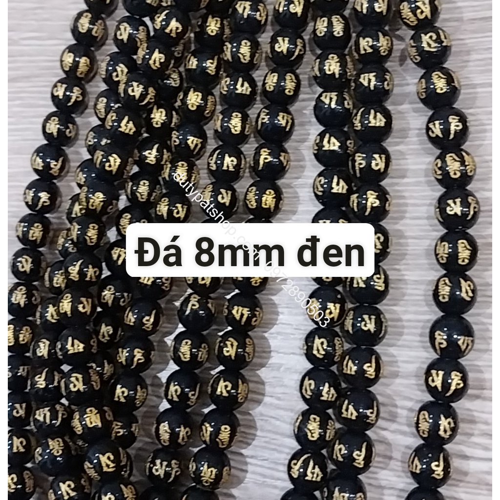 (Giá sĩ) 25-100viên (1dây) lu thống 8x12mm, 10x14mm, 12x16mm, đá tròn 6-8-10 in chú đại bi nhiều màu làm vòng phong thủy