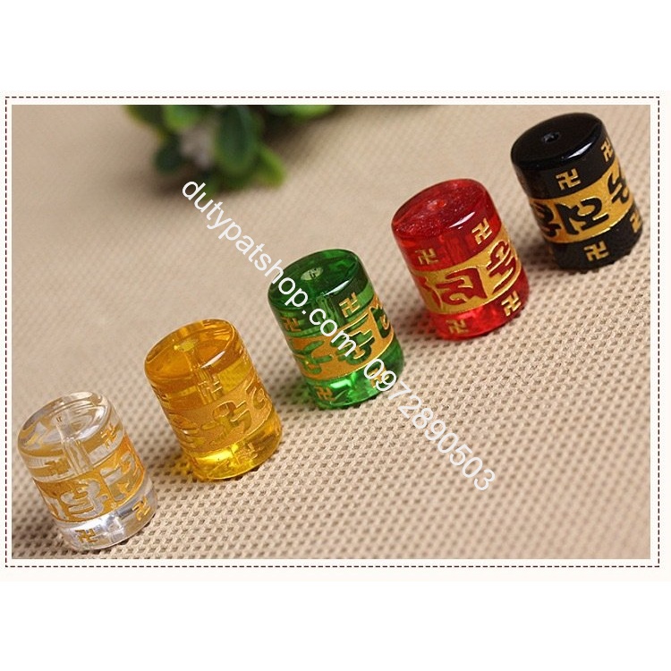 (Giá sĩ) 25-100viên (1dây) lu thống 8x12mm, 10x14mm, 12x16mm, đá tròn 6-8-10 in chú đại bi nhiều màu làm vòng phong thủy