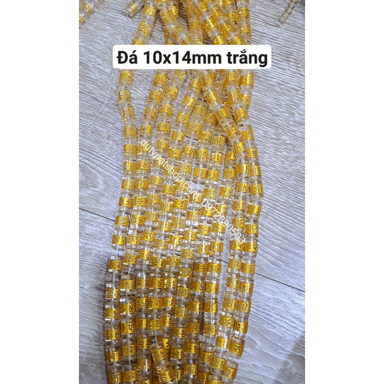 (Giá sĩ) 25-100viên (1dây) lu thống 8x12mm, 10x14mm, 12x16mm, đá tròn 6-8-10 in chú đại bi nhiều màu làm vòng phong thủy