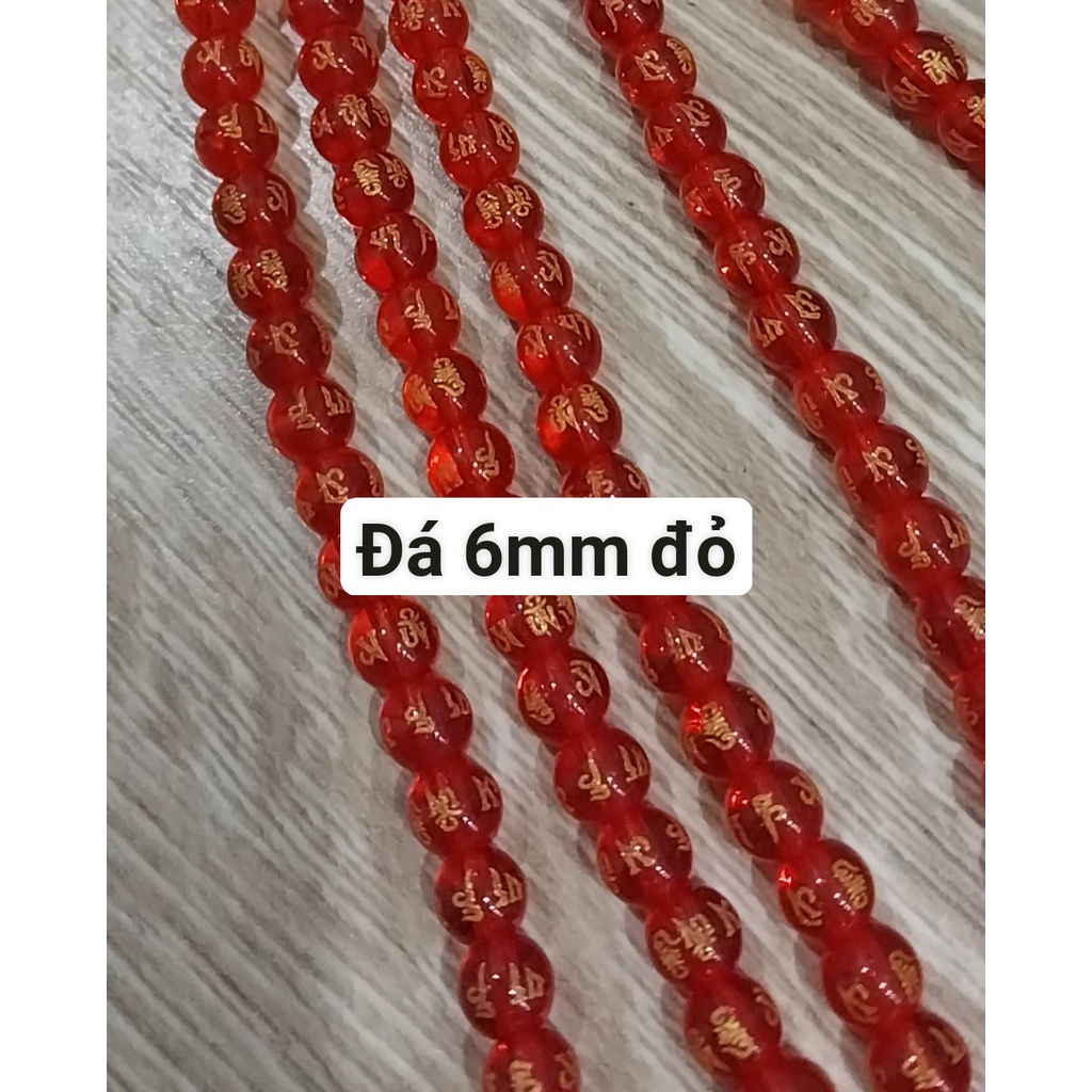 (Giá sĩ) 25-100viên (1dây) lu thống 8x12mm, 10x14mm, 12x16mm, đá tròn 6-8-10 in chú đại bi nhiều màu làm vòng phong thủy