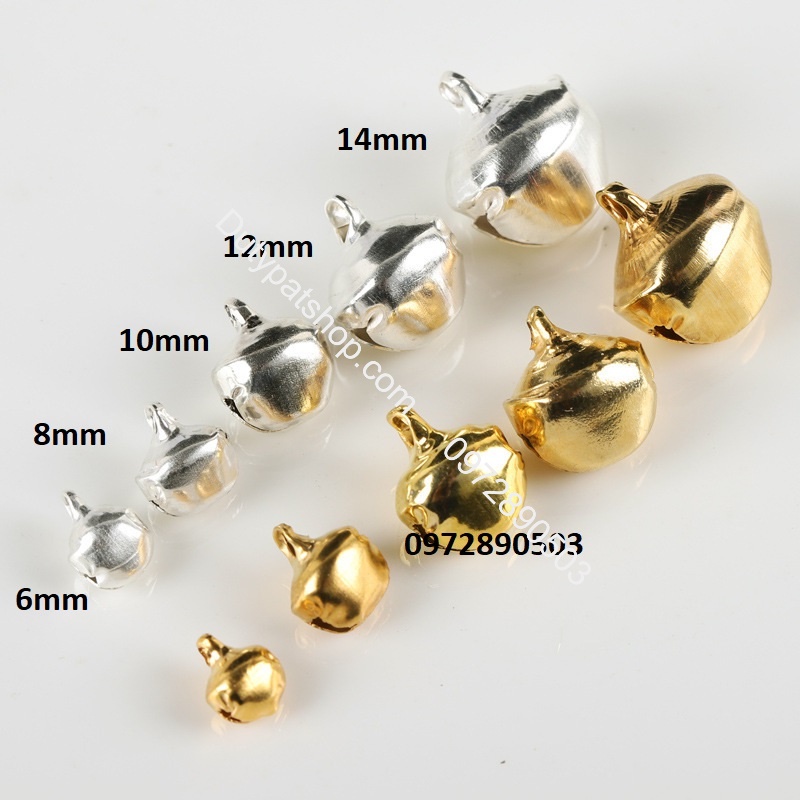10-20 cái chuông 8mm-10mm-12mm-14mmly trang trí thủ công handmade, làm lục lạc chơ mèo, thú cưng