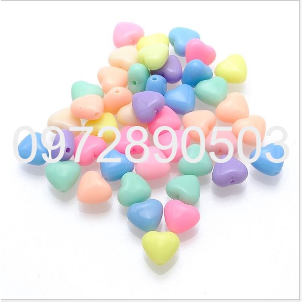 10 hạt nhựa trái tim trơn đủ size 9mm-10mm-12mm-13mm-15mm