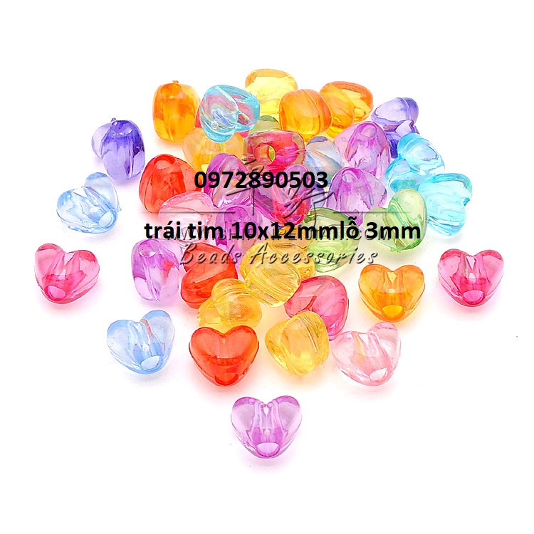 50-100gam Hạt trái tim, mặt cười các kiểu loai có lỗ xỏ dây dùng làm vòng hạt,cột tóc, đồ chơi, làm thủ công... (p225)
