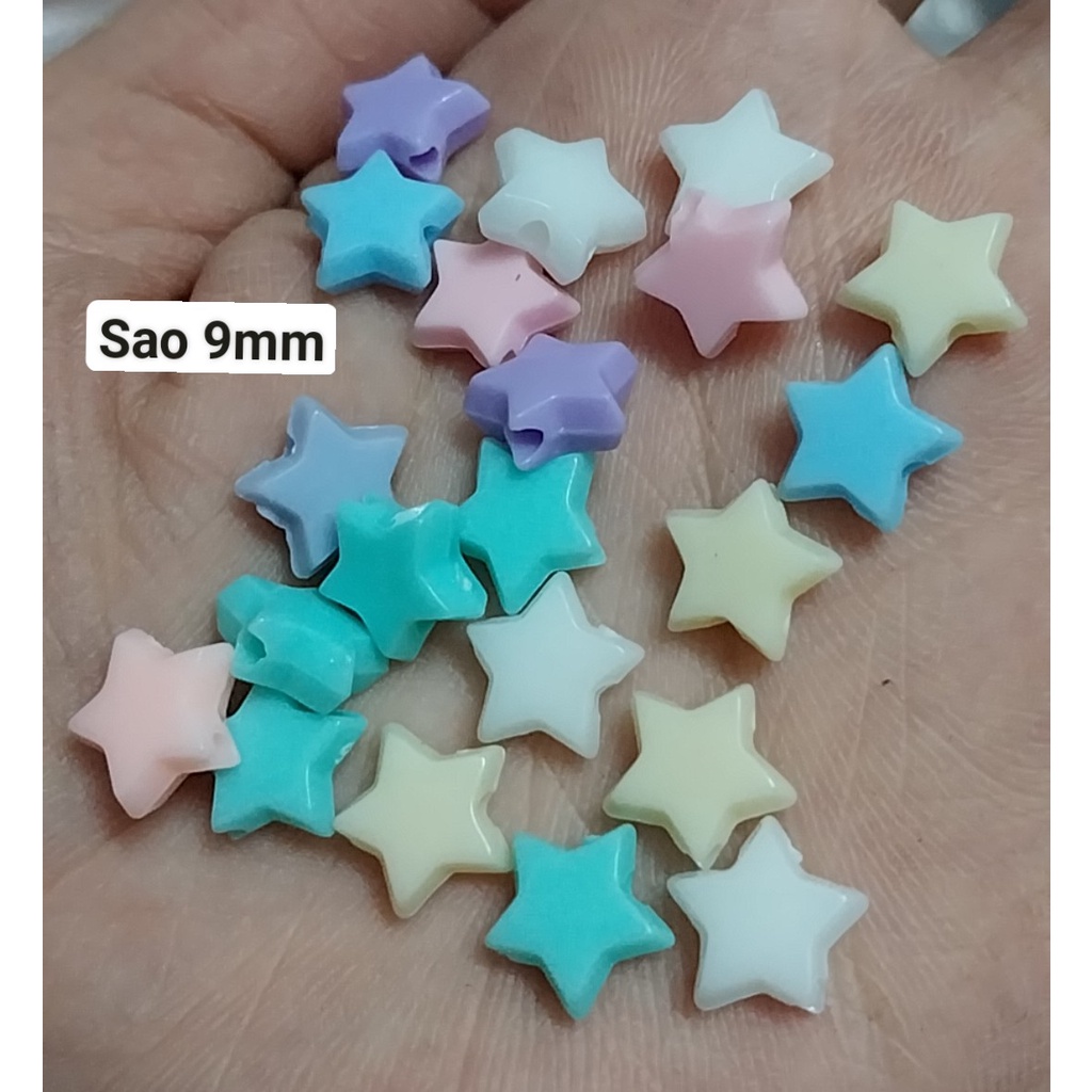 100gam hạt nhựa ngôi sao 9mm, 11mm, 12mm ,13mm dùng trang trí vòng hạt, cột tóc,làm đồ chơi, thủ công handmade....