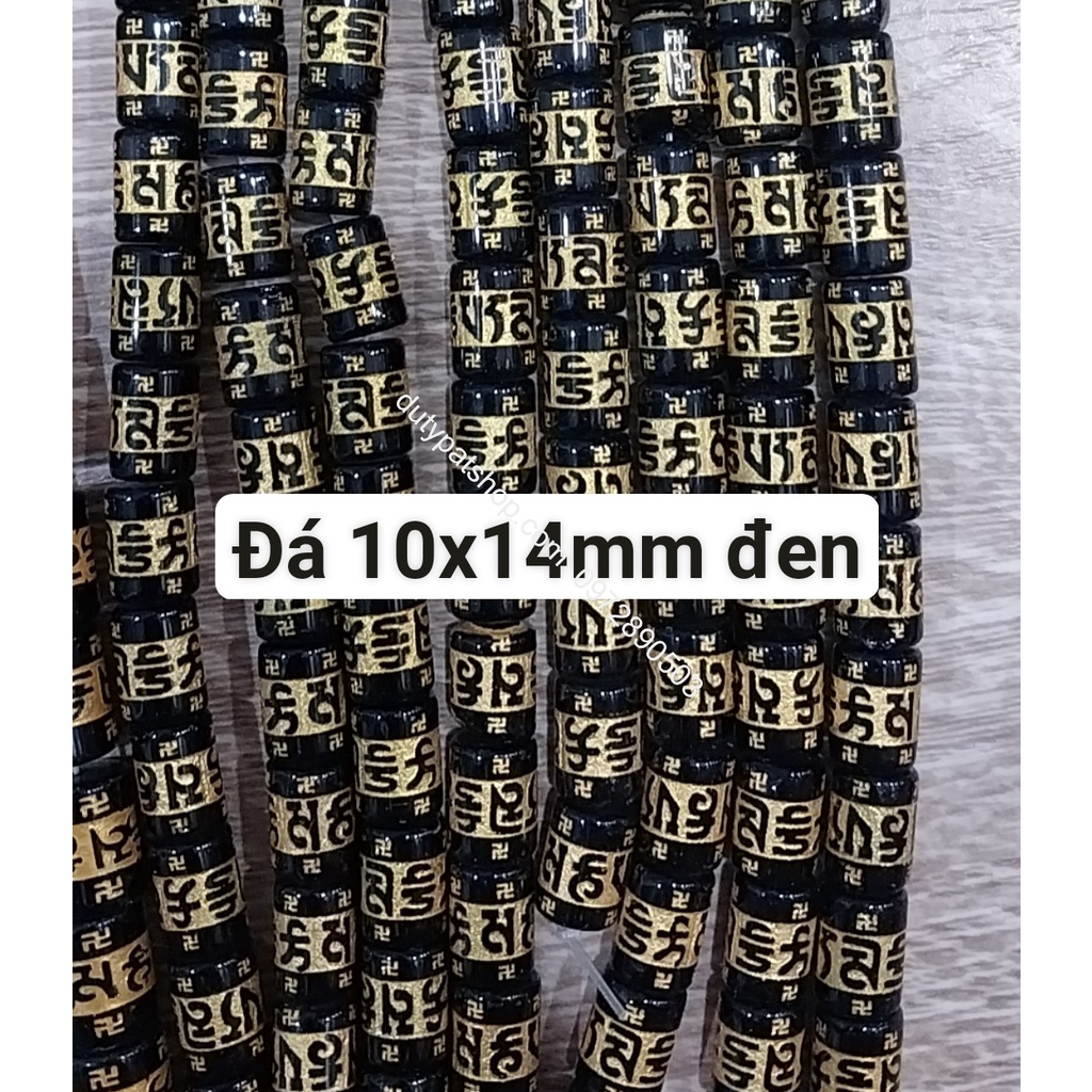 (Giá sĩ) 25-100viên (1dây) lu thống 8x12mm, 10x14mm, 12x16mm, đá tròn 6-8-10 in chú đại bi nhiều màu làm vòng phong thủy