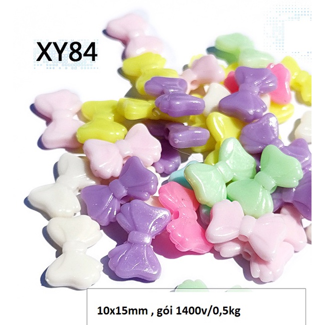 100-500gam hạt nhựa Hình Nơ bướm trang trí vòng hạt, cột tóc,làm đồ chơi, trang trí thủ công handmade....