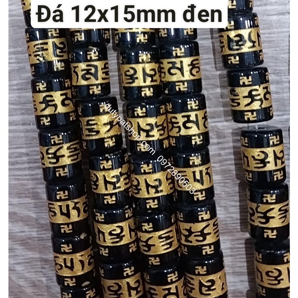 (Giá sĩ) 25-100viên (1dây) lu thống 8x12mm, 10x14mm, 12x16mm, đá tròn 6-8-10 in chú đại bi nhiều màu làm vòng phong thủy