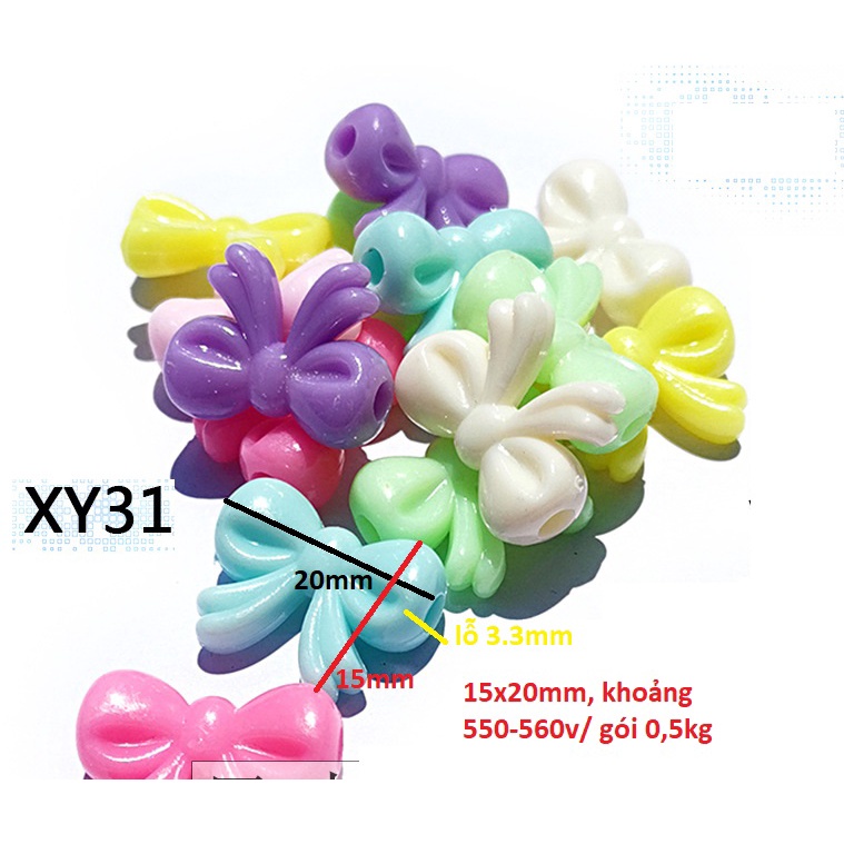 100-500gam hạt nhựa Hình Nơ bướm trang trí vòng hạt, cột tóc,làm đồ chơi, trang trí thủ công handmade....