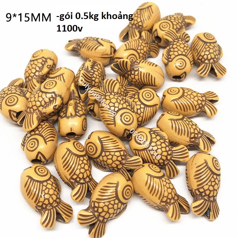 Bản sao của 50gam Hạt nhựa giả gỗ đủ kiểu để làm vòng tay, vòng cổ các loại