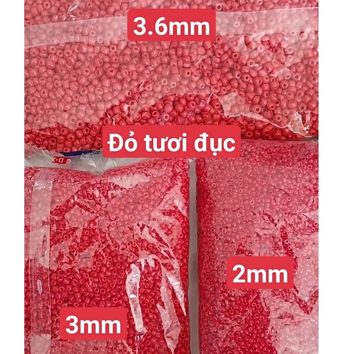 gói 450gam hạt cườm tiểu 2mm, cườm trung 3mm, cườm đai 3.6mm nhiều màu