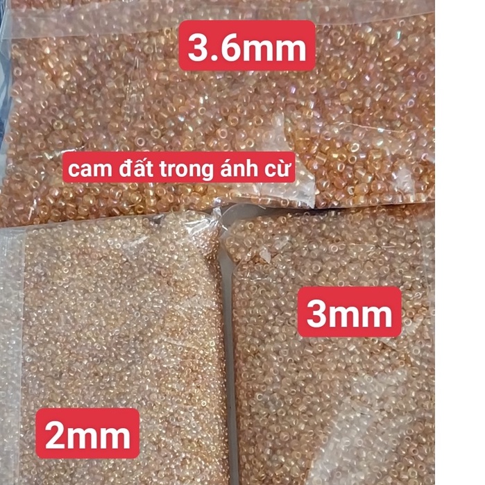 gói 450gam hạt cườm tiểu 2mm, cườm trung 3mm, cườm đai 3.6mm nhiều màu