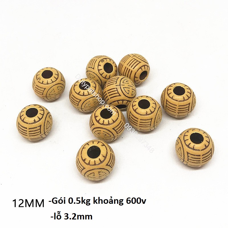 Bản sao của 50gam Hạt nhựa giả gỗ đủ kiểu để làm vòng tay, vòng cổ các loại