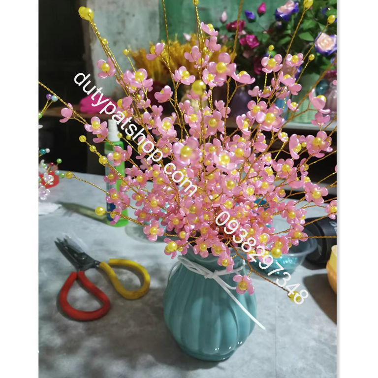 1set hạt cánh hoa, hạt tròn, dây kẽm nguyên liệu làm hoa hạnh phúc thủ công