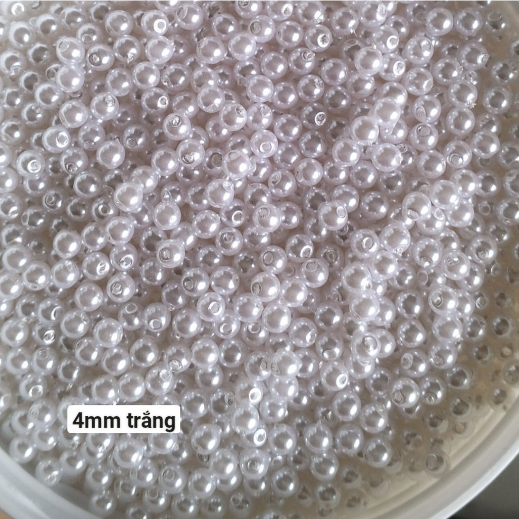 10gam hạt bẹt, cườm nhựa giọt nước, hạt lúa, hạt gạo màu trắng kem xỏ vòng hat, trang trí thủ công