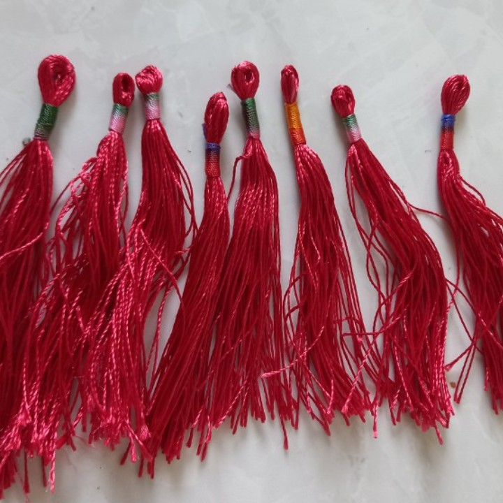 10 cái Tua rua nhỏ trang trí đỏ cam dài 9cm