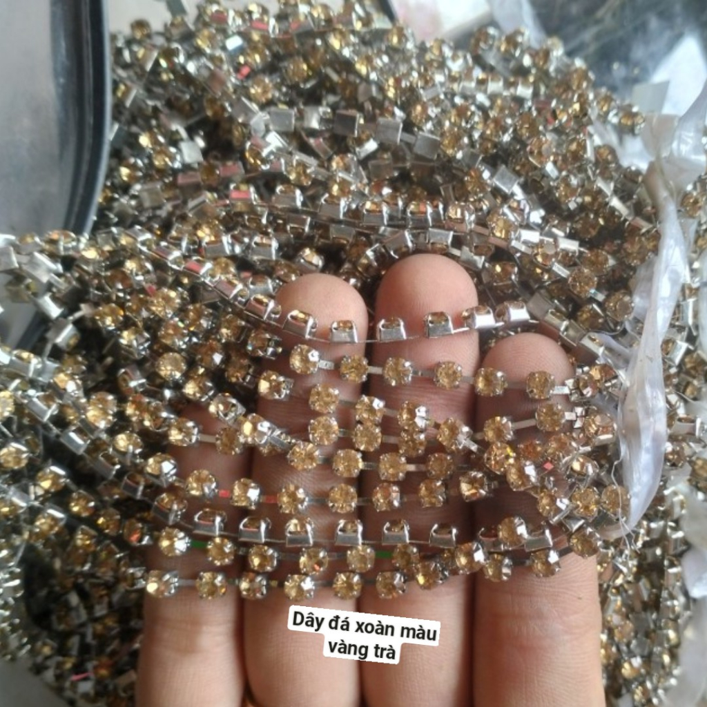 1m dây đá xoàn màu vàng trà 4mm