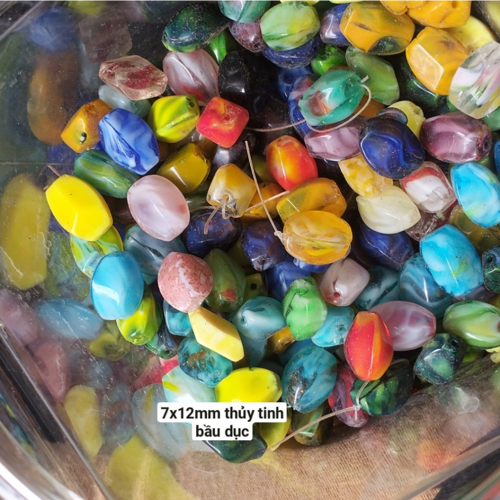 10 cái thuỷ tinh bầu dục 7x12mm