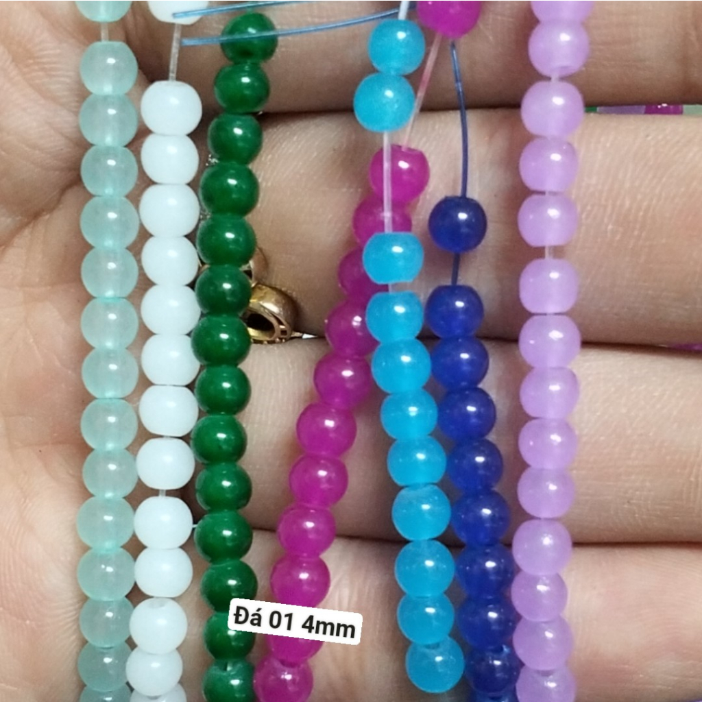 25g Đá 4mm giả ngọc có lỗ xỏ làm vòng tay vòng cổ (DA01)