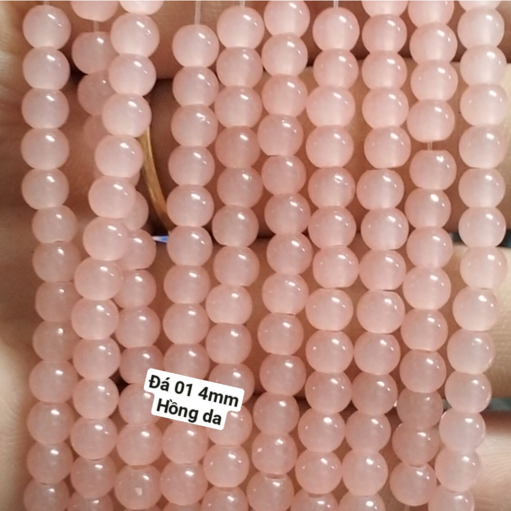 25g Đá 4mm giả ngọc có lỗ xỏ làm vòng tay vòng cổ (DA01)