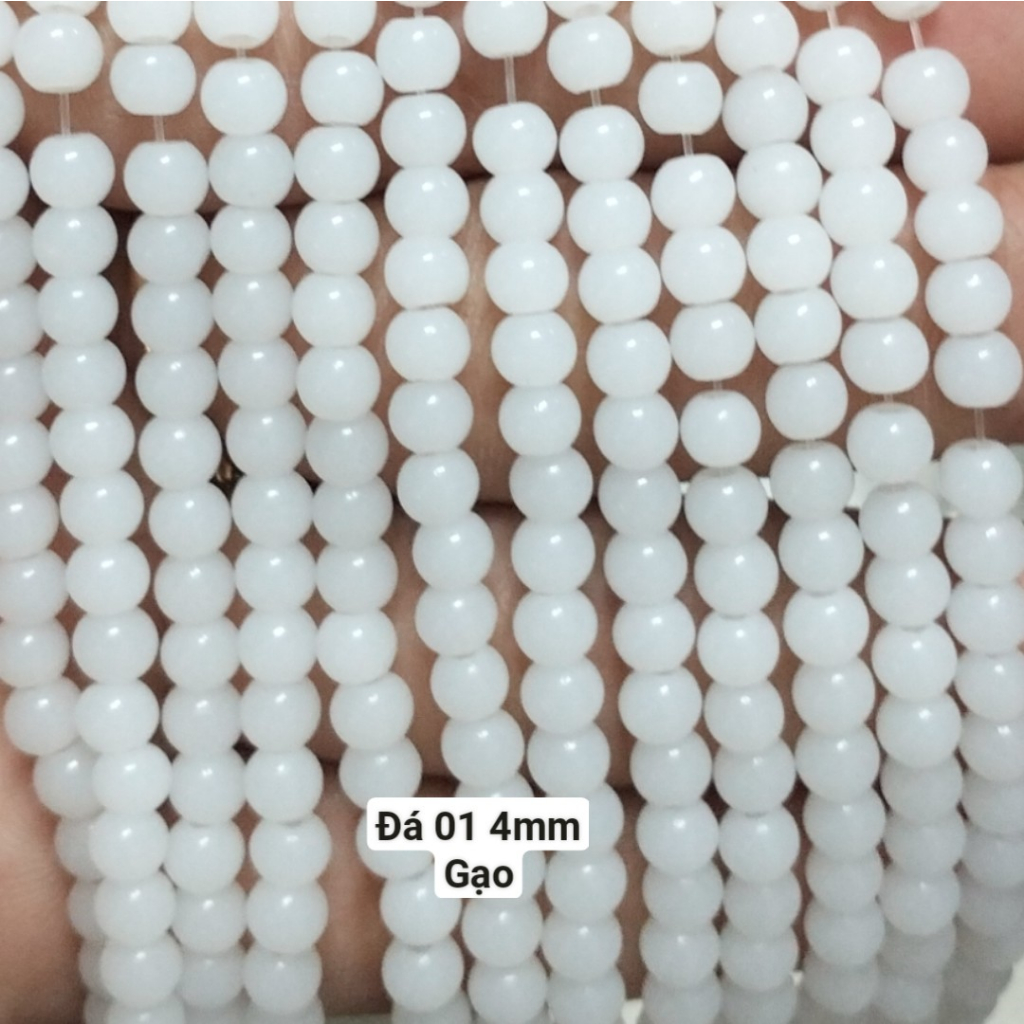 25g Đá 4mm giả ngọc có lỗ xỏ làm vòng tay vòng cổ (DA01)
