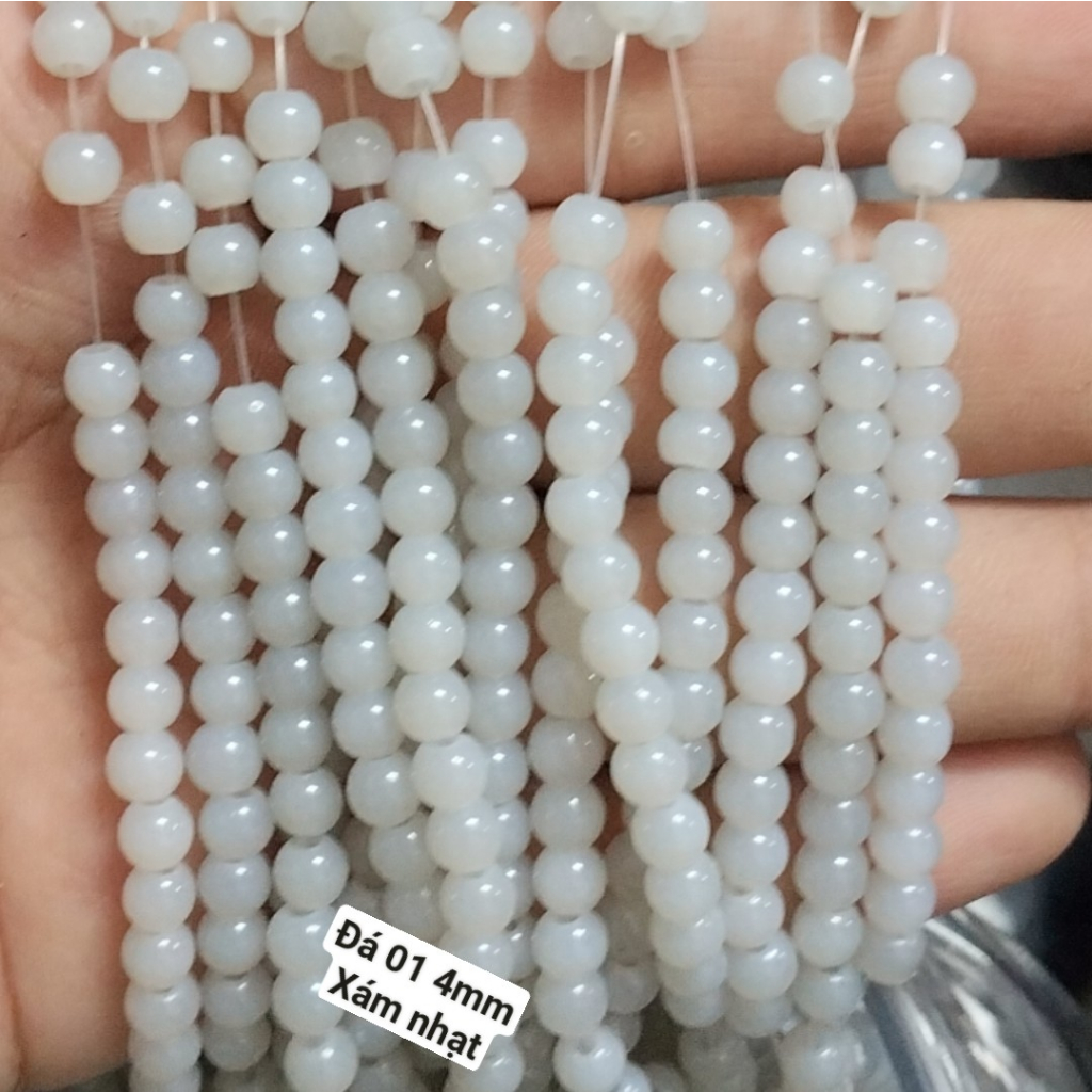 25g Đá 4mm giả ngọc có lỗ xỏ làm vòng tay vòng cổ (DA01)
