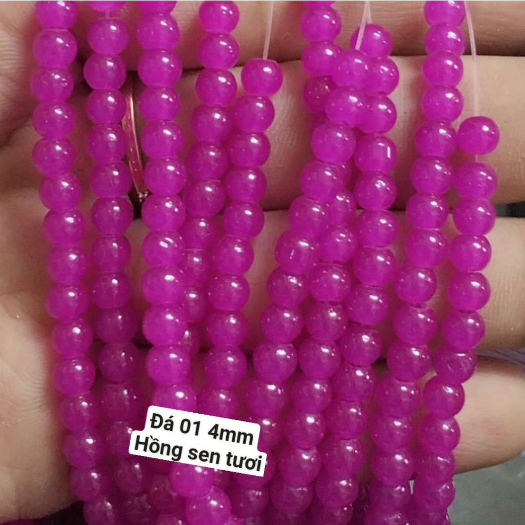 25g Đá 4mm giả ngọc có lỗ xỏ làm vòng tay vòng cổ (DA01)
