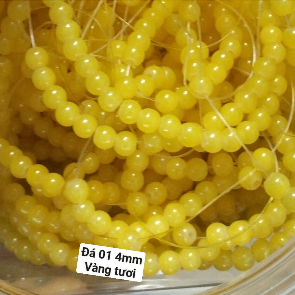 25g Đá 4mm giả ngọc có lỗ xỏ làm vòng tay vòng cổ (DA01)