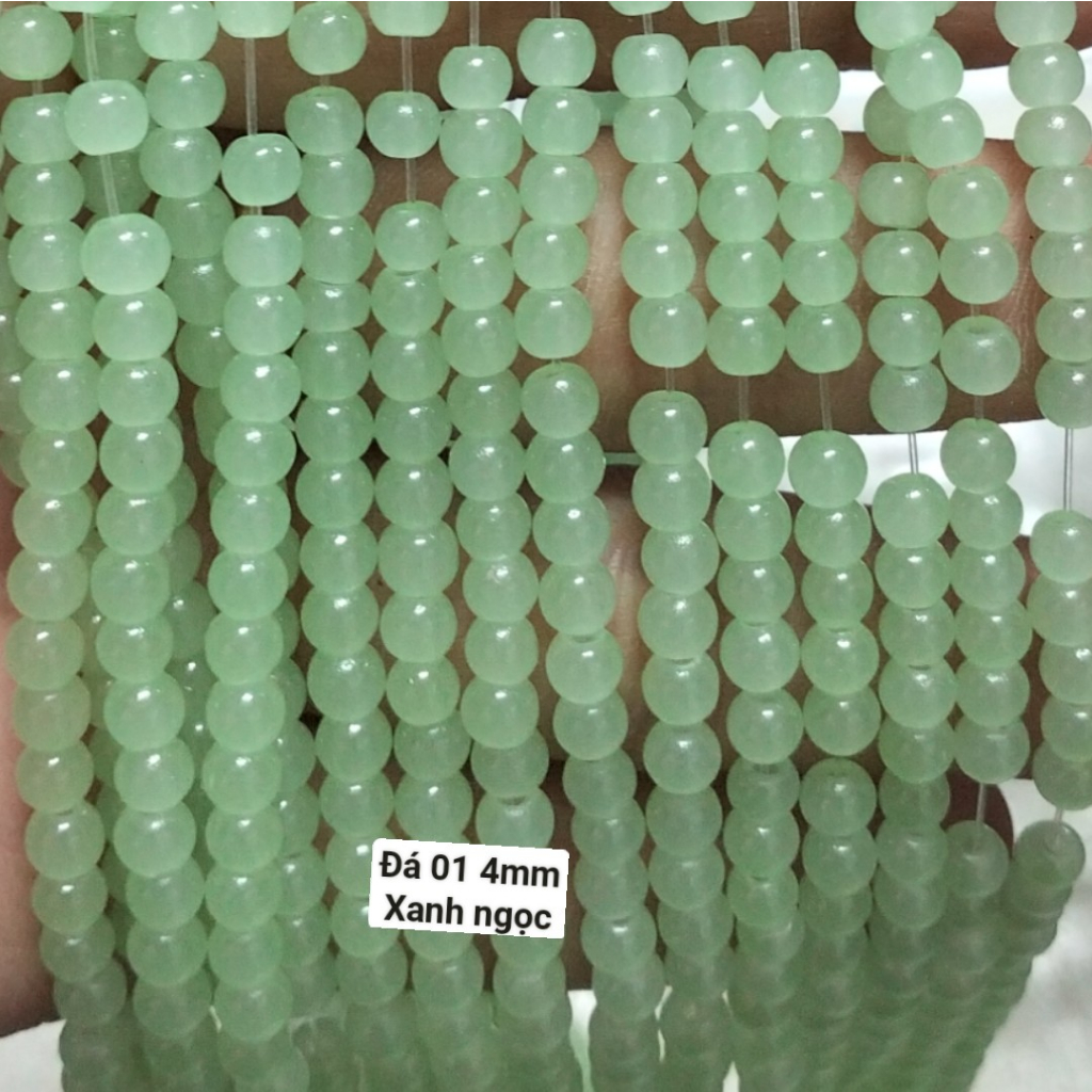 25g Đá 4mm giả ngọc có lỗ xỏ làm vòng tay vòng cổ (DA01)