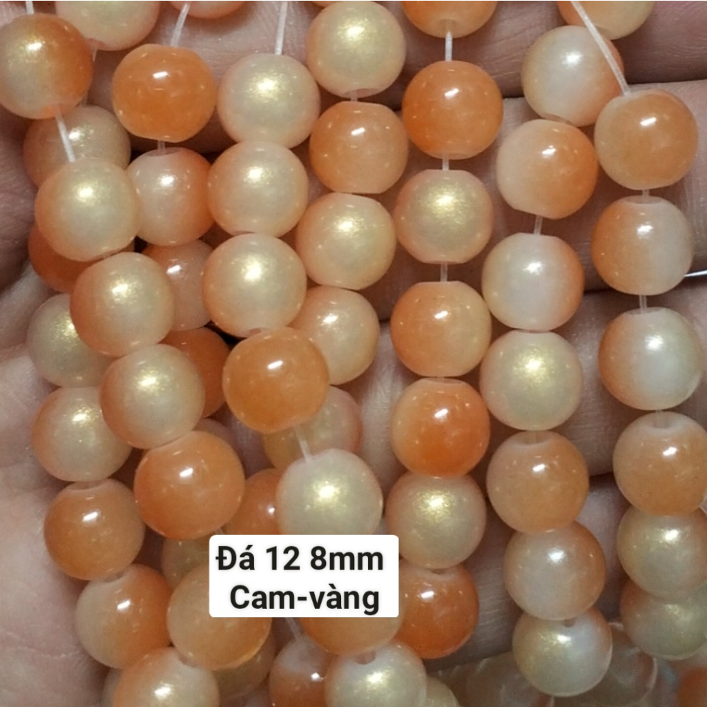 50g Đá 12 mạ vàng 8mm có lỗ xỏ làm vòng tay