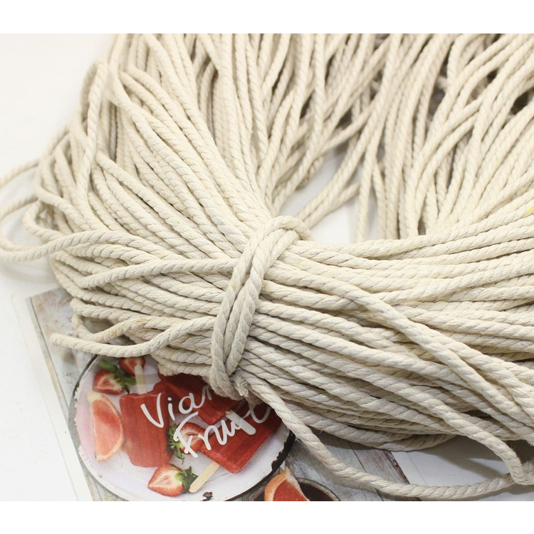 5- 20met size 2mm, 3.5mm dây bông (dây cotton) sáp se 3 sợi