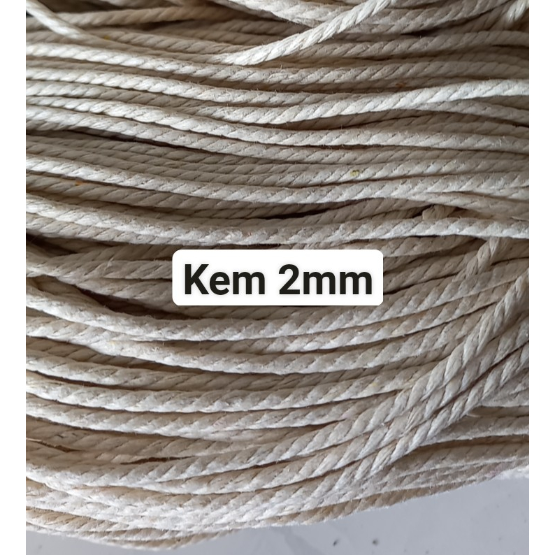 5- 20met size 2mm, 3.5mm dây bông (dây cotton) sáp se 3 sợi