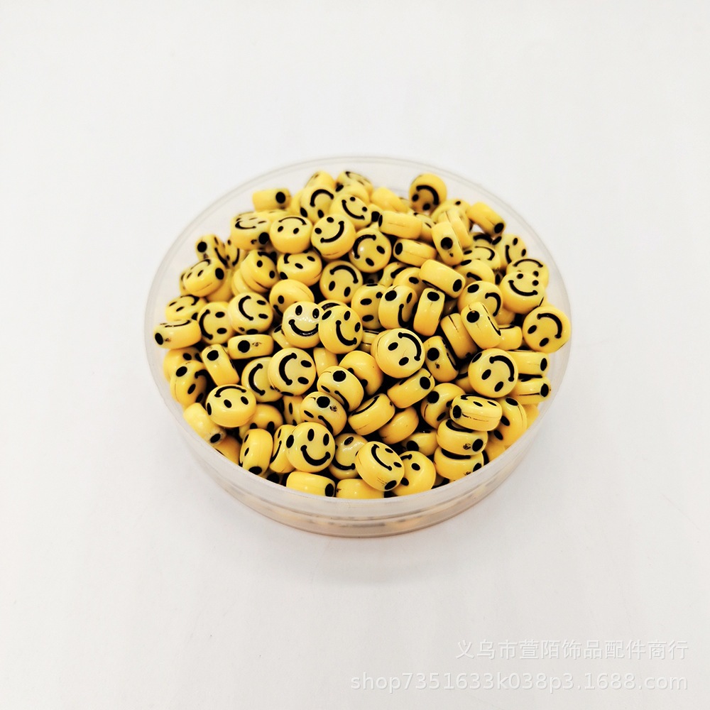 gói 340 hạt (50gam) hạt nhựa tròn 4x7mm in mặt cười, chữ, .... làm handmade, phụ kiện, trang trí tuỳ sở thích