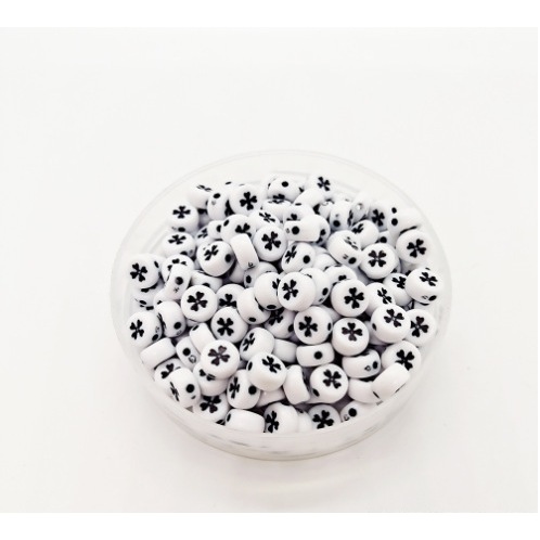 gói 340 hạt (50gam) hạt nhựa tròn 4x7mm in mặt cười, chữ, .... làm handmade, phụ kiện, trang trí tuỳ sở thích