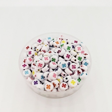 gói 340 hạt (50gam) hạt nhựa tròn 4x7mm in mặt cười, chữ, .... làm handmade, phụ kiện, trang trí tuỳ sở thích