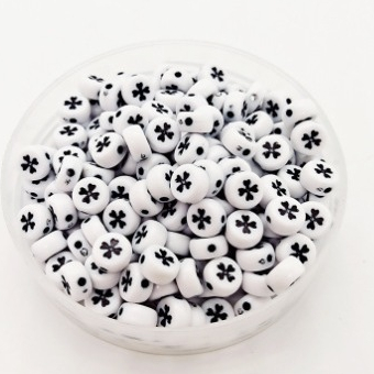 gói 340 hạt (50gam) hạt nhựa tròn 4x7mm in mặt cười, chữ, .... làm handmade, phụ kiện, trang trí tuỳ sở thích