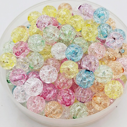 10-50gam hạt nhựa kiểu nứt 8mm, 10mm có lỗ xỏ làm vòng tay, vòng cổ , túi xách, làm handmade