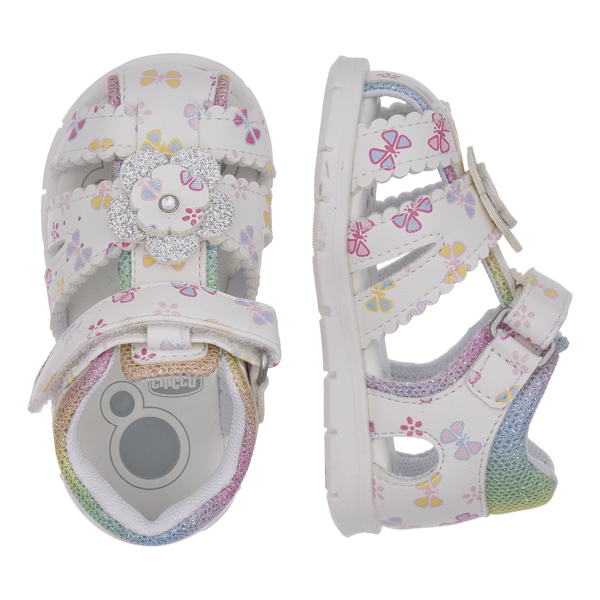 Sandal tập đi trẻ em Chicco Fenis hoa sắc màu