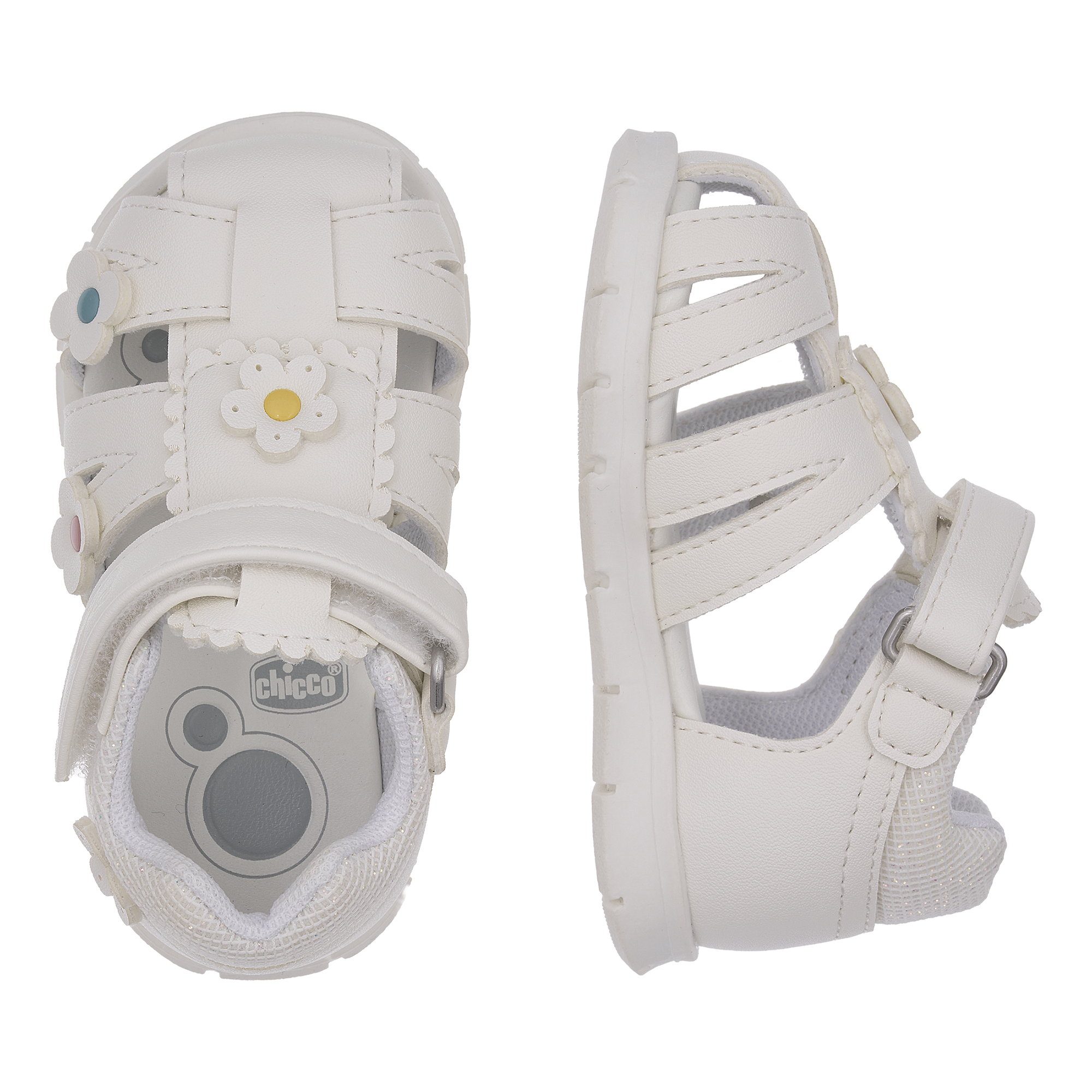 Sandal tập đi trẻ em Chicco Foggy hoa trắng