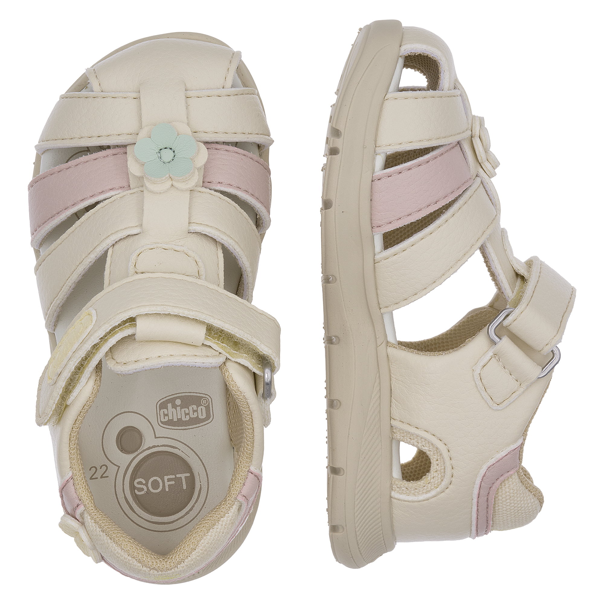 Sandal tập đi trẻ em Chicco Cromy màu be hồng